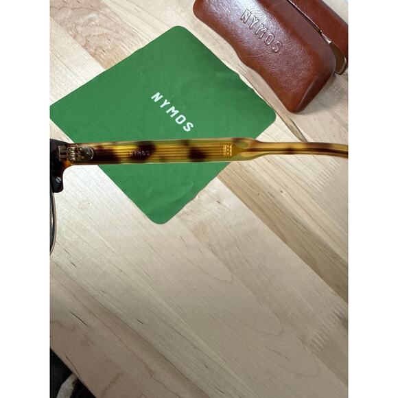 NYMOS Clubmaster Browline Sunglasses Tortoise Gold Frame Retro w Case Cloth NWOT main image 11